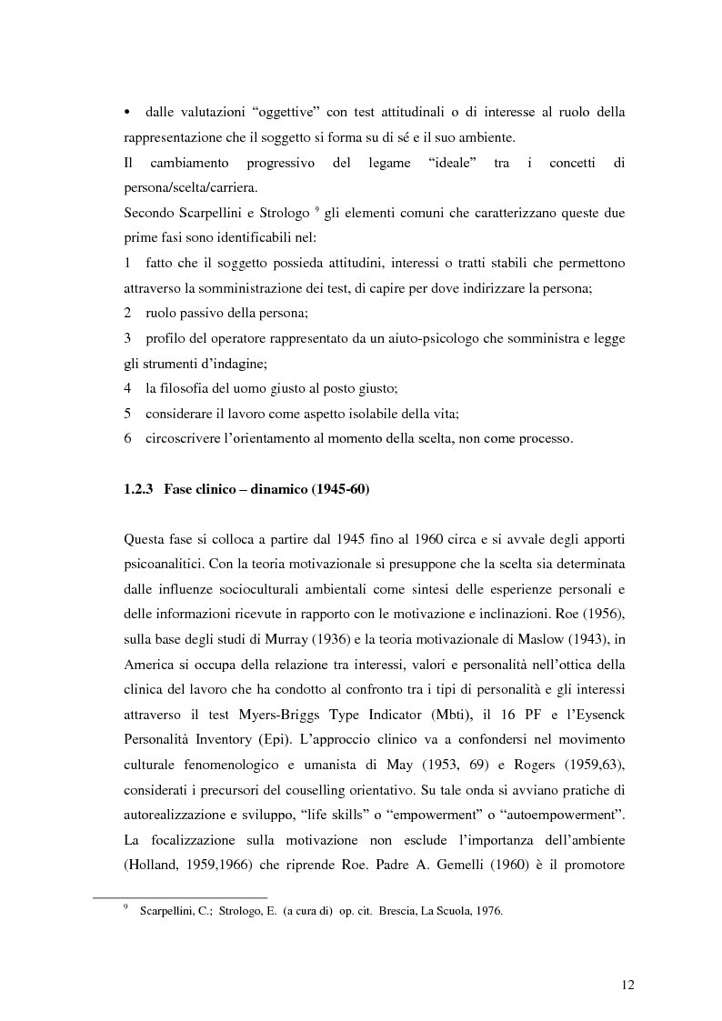 Anteprima della tesi: Le dinamiche motivazionali nell'orientamento scolastico-professionale, Pagina 12