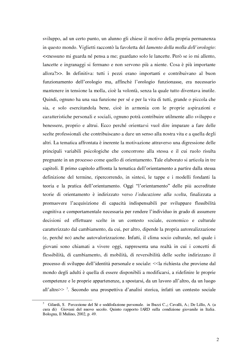 Anteprima della tesi: Le dinamiche motivazionali nell'orientamento scolastico-professionale, Pagina 3