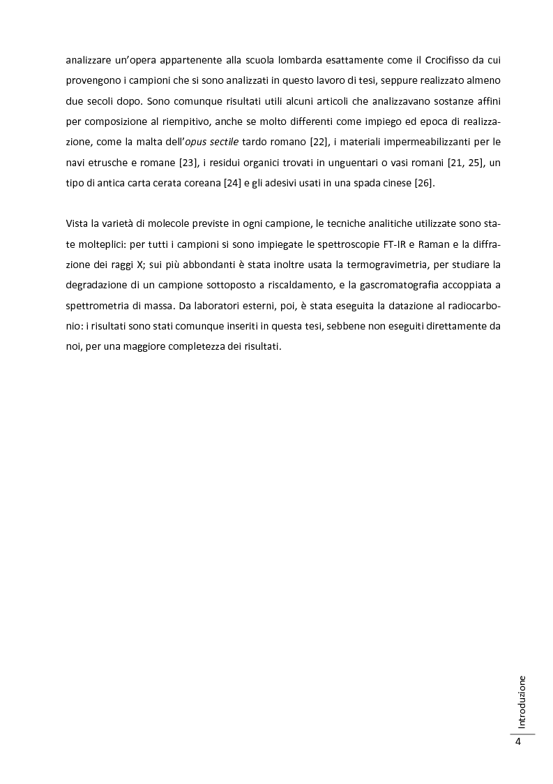 Anteprima della tesi: Caratterizzazione multitecnica di materiali adesivi e di riempimento usati nella oreficeria medievale, Pagina 5