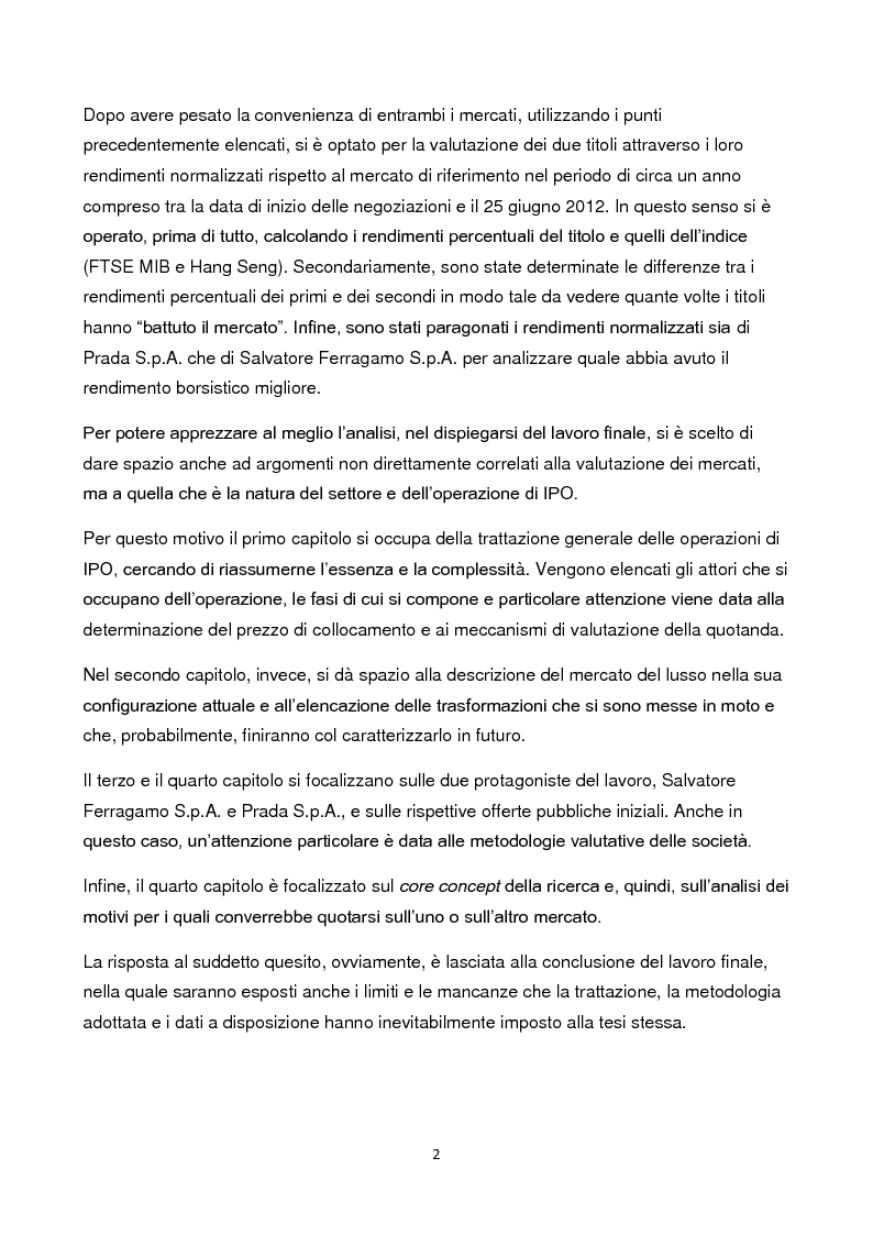 Anteprima della tesi: Le IPO nel settore del lusso: conviene ancora quotarsi in Italia? Il caso Salvatore Ferragamo S.p.A. vs Prada S.p.A., Pagina 3