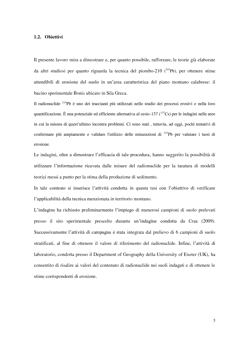 Anteprima della tesi: Contributo all'impiego del radionuclide 210Pb per la stima dell'erosione idrica, Pagina 4