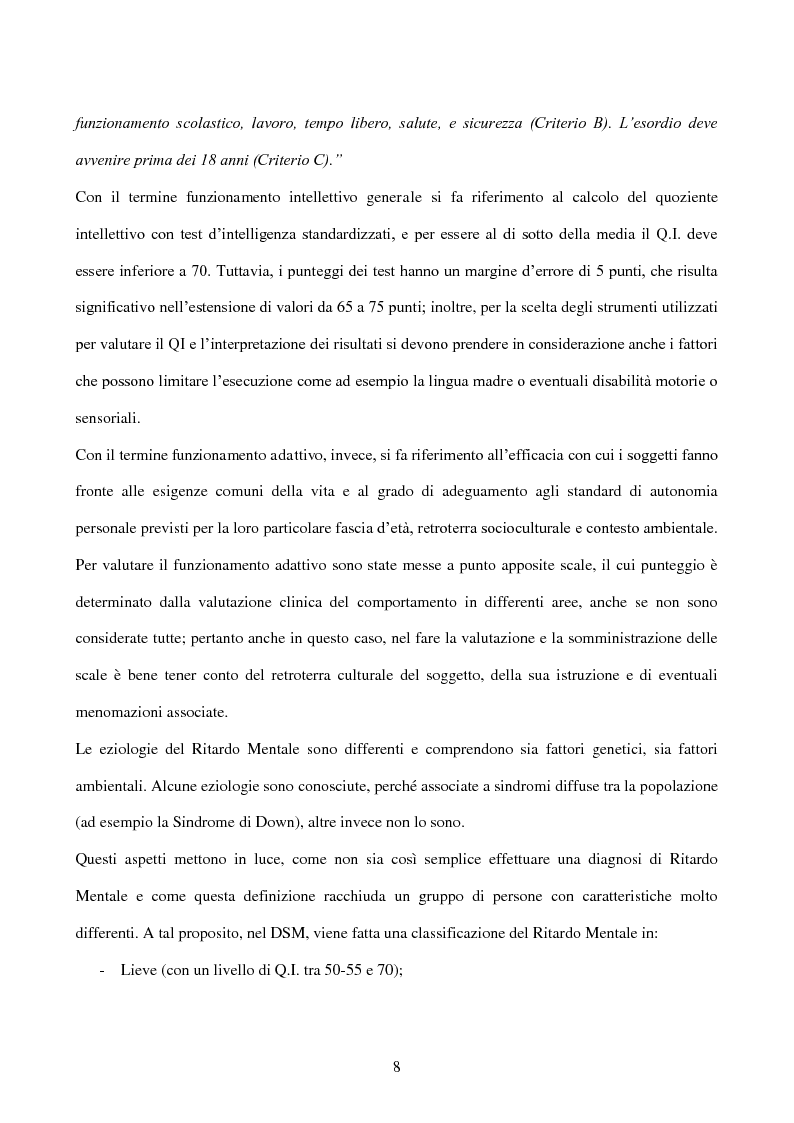 Anteprima della tesi: Interessi e Soddisfazione Lavorativa in un Gruppo di Persone con Menomazione Intellettiva, Pagina 5