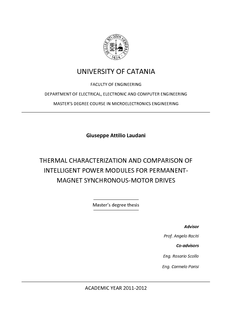 Anteprima della tesi: Thermal Characterization and Comparison of Intelligent Power Modules for Permanent-Magnet Synchronous-Motor Drives, Pagina 1