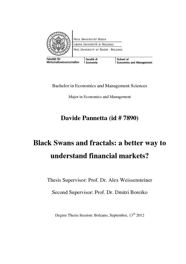 Anteprima della tesi: Black Swans and fractals: a better way to understand financial markets?, Pagina 1