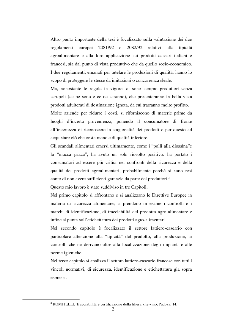 Anteprima della tesi: Tutela dei prodotti alimentari tipici in Italia e in Francia: il settore lattiero-caseario, Pagina 3