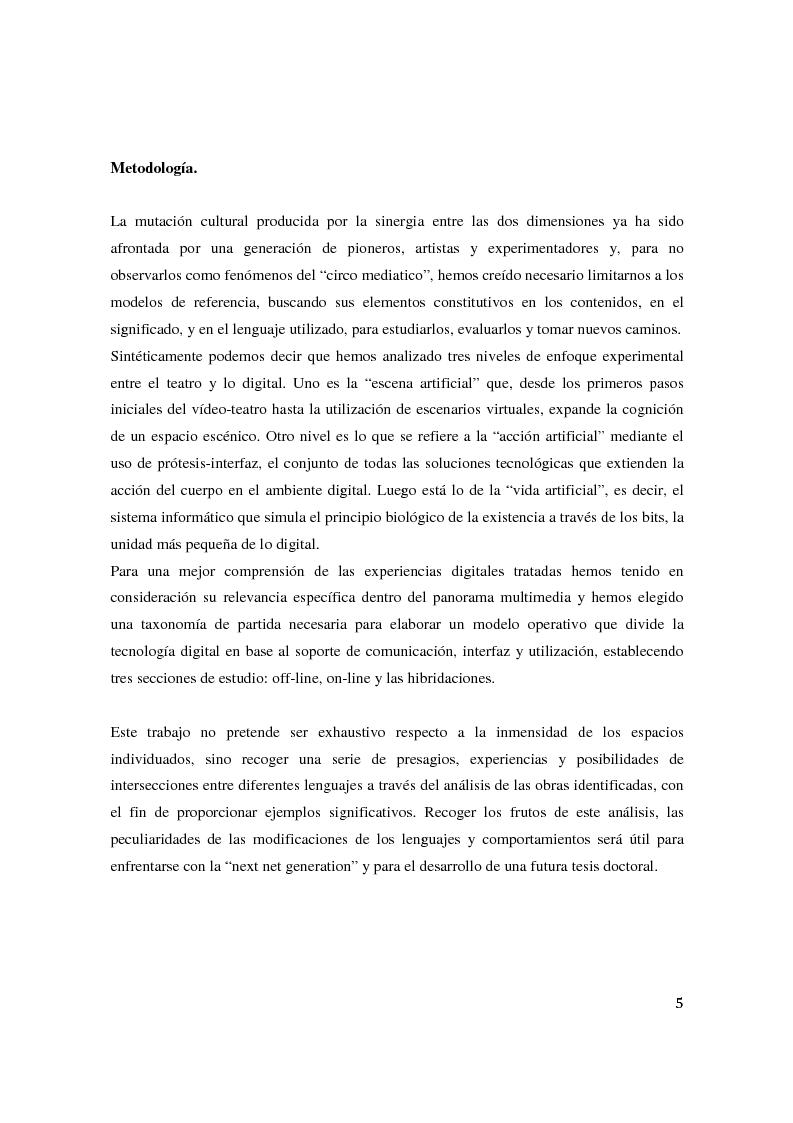 Anteprima della tesi: Teatro Digital. Poética y performatividad de los dispositivos multimedia y entornos web, Pagina 4
