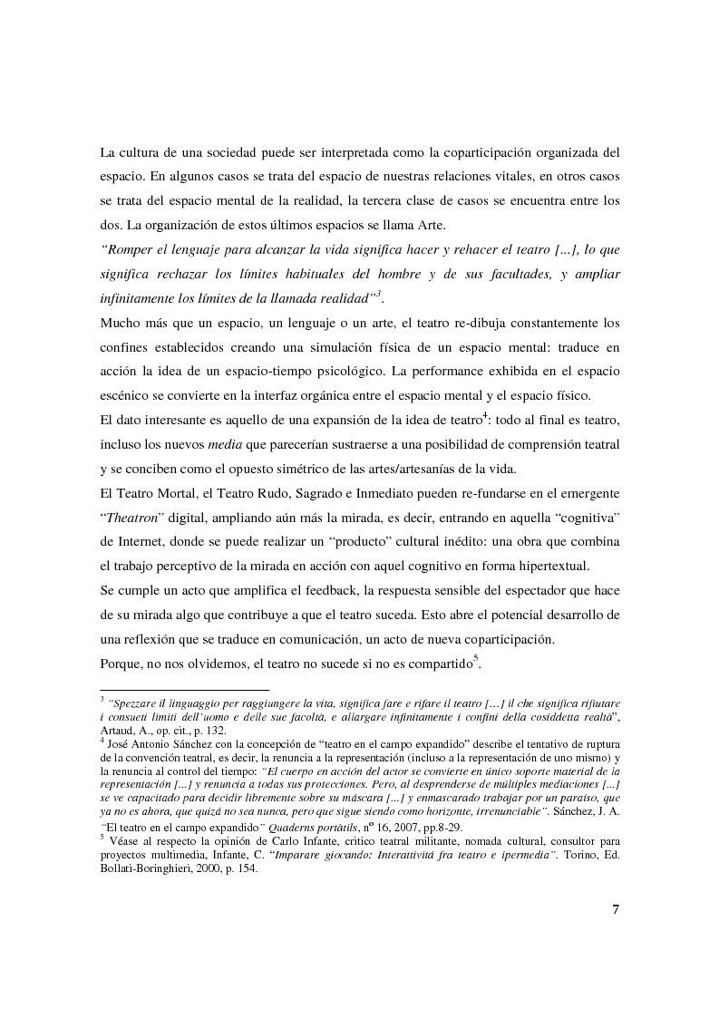 Anteprima della tesi: Teatro Digital. Poética y performatividad de los dispositivos multimedia y entornos web, Pagina 6
