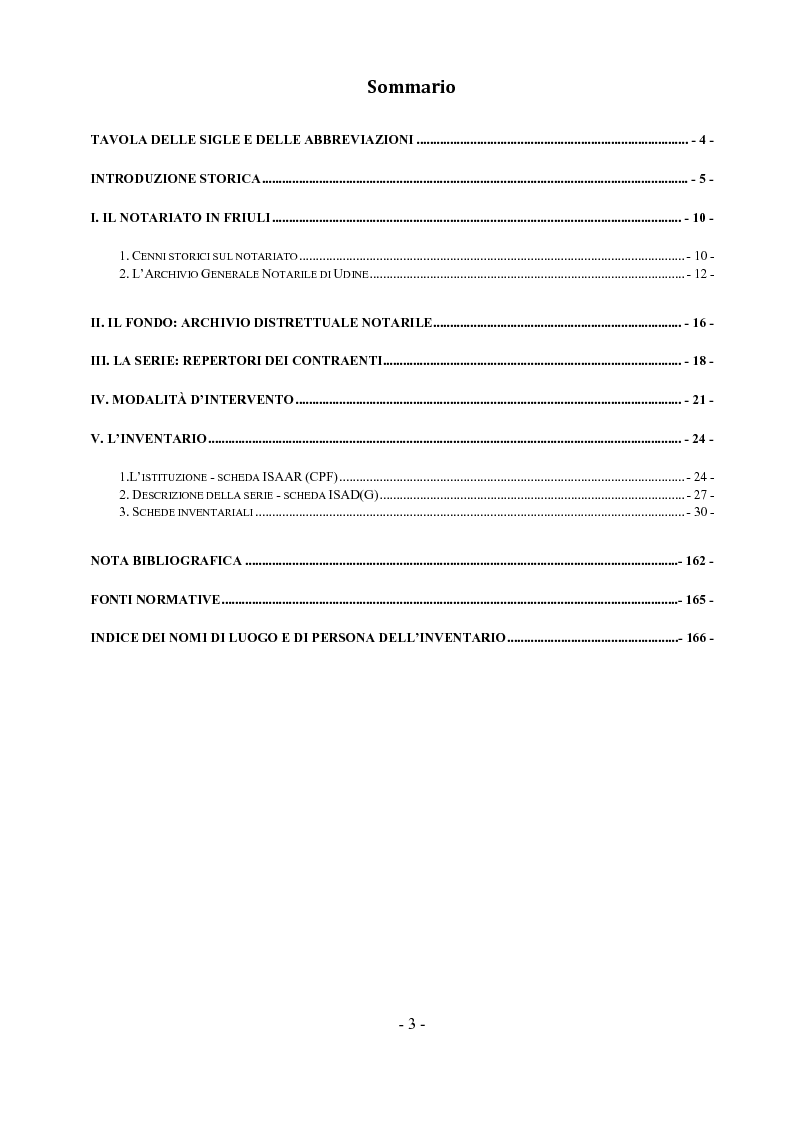 Indice della tesi: Archivio notarile di Udine: riordinamento e inventariazione della serie ''Indici dei contraenti'' (sec. XIX) conservata presso l'Archivio di Stato di Udine, Pagina 1