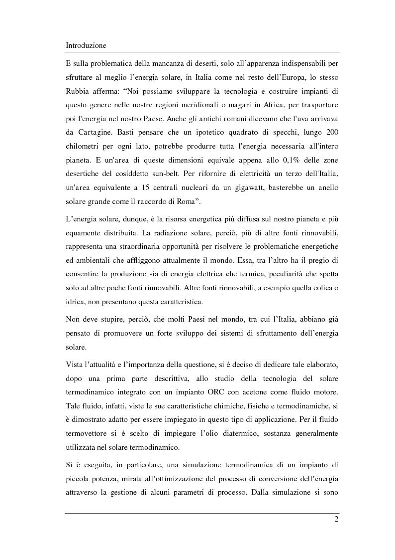 Anteprima della tesi: Analisi e simulazione termodinamica di un impianto ORC solare a concentrazione (CSP): ottimizzazione del ciclo e confronto con un impianto ad acqua, Pagina 3