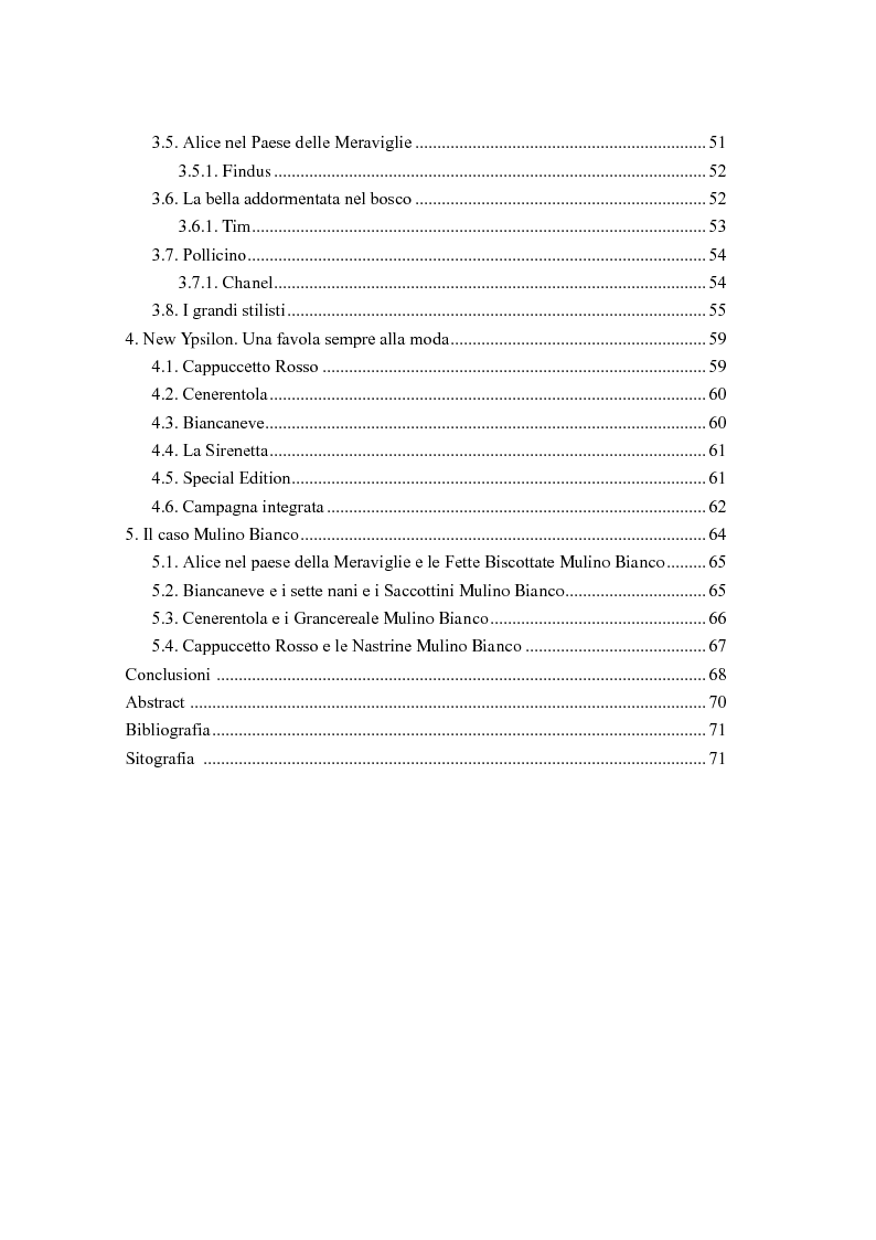 Indice della tesi: 30 secondi da favola: quando il mondo delle fiabe incontra quello della pubblicità, Pagina 2