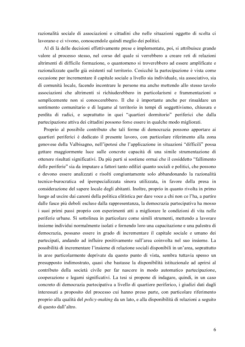 Anteprima della tesi: Partecipazione, cittadinanza attiva e nuovi modelli di governance. Uno studio di caso nell’area genovese, Pagina 3