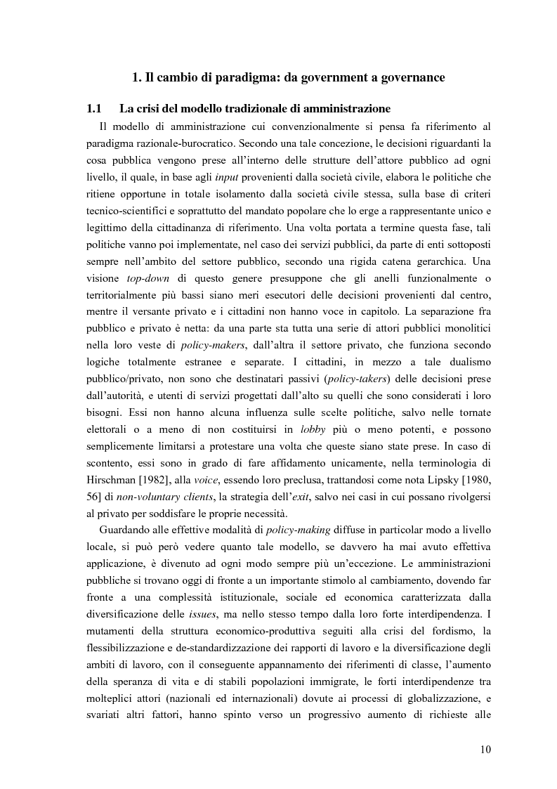 Anteprima della tesi: Partecipazione, cittadinanza attiva e nuovi modelli di governance. Uno studio di caso nell’area genovese, Pagina 7