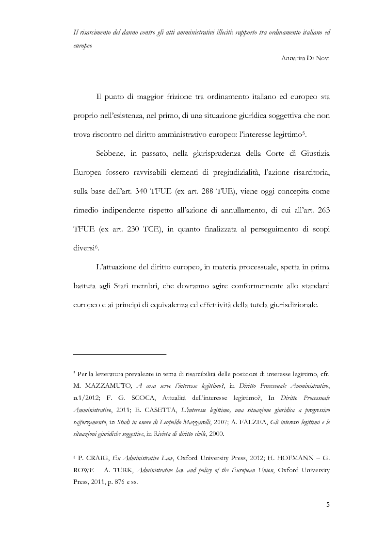 Anteprima della tesi: Il risarcimento del danno contro gli atti amministrativi illeciti: rapporto tra ordinamento italiano ed europeo, Pagina 6