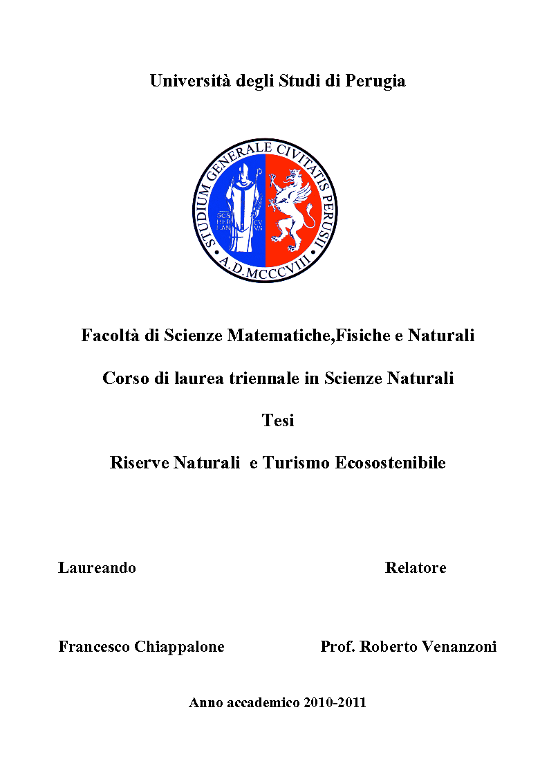 Anteprima della tesi: Riserve Naturali e Turismo Ecosostenibile, Pagina 1
