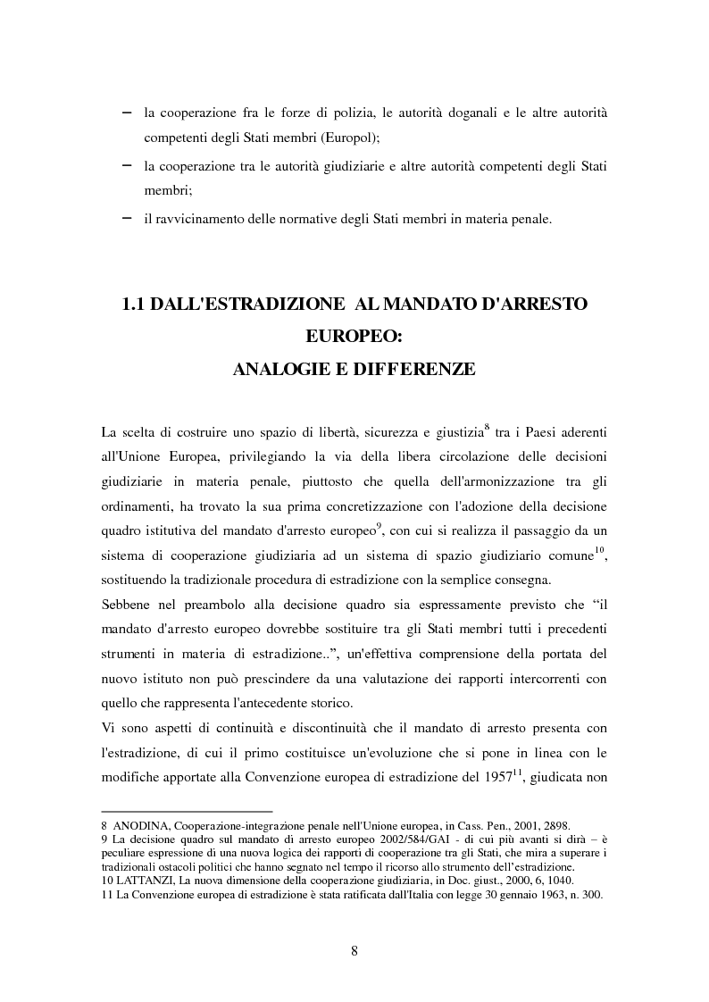 Anteprima della tesi: Le procedure di consegna: dall'estradizione al mandato di arresto europeo, Pagina 8