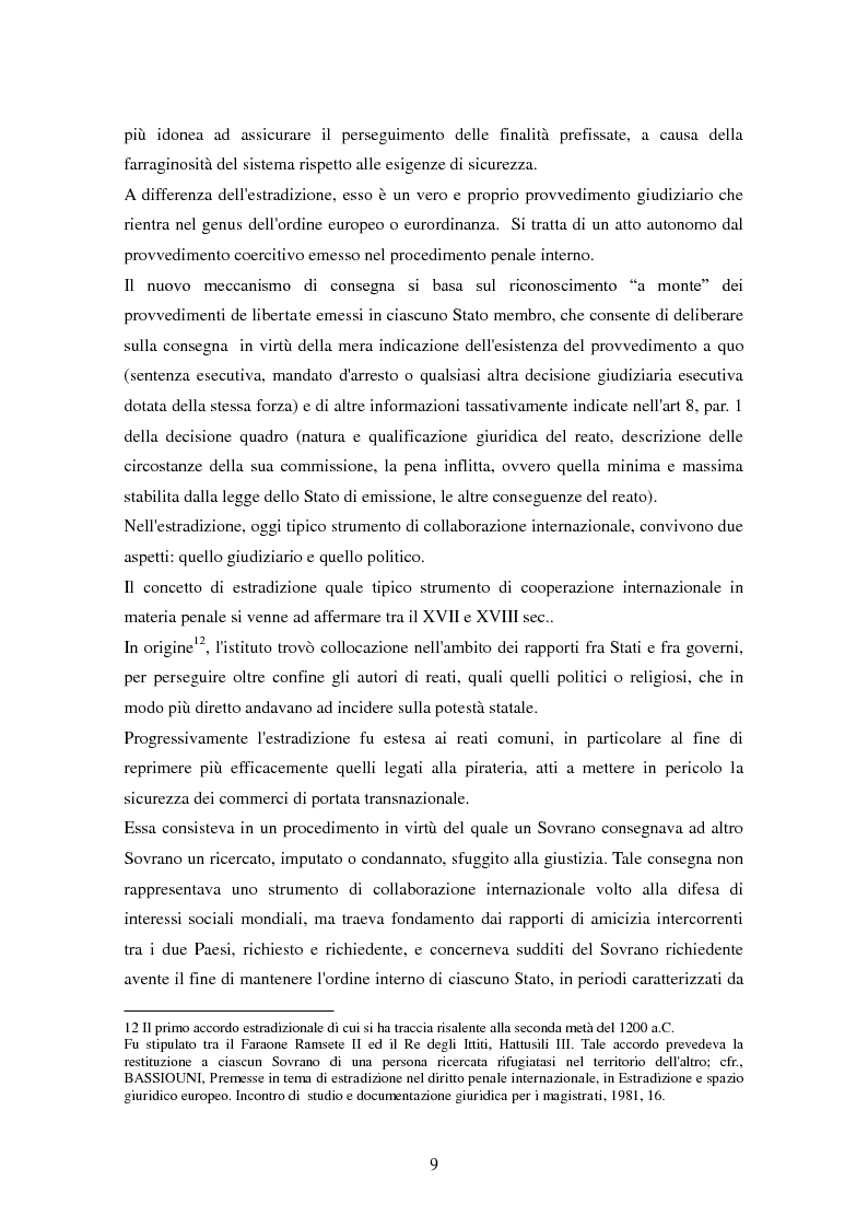 Anteprima della tesi: Le procedure di consegna: dall'estradizione al mandato di arresto europeo, Pagina 9