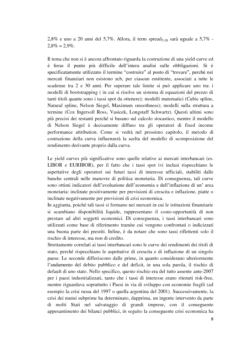 Estratto dalla tesi: Fixed Income Performance Attribution