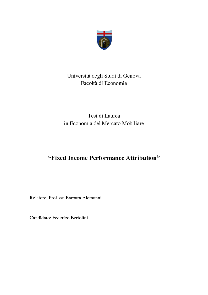 Anteprima della tesi: Fixed Income Performance Attribution, Pagina 1