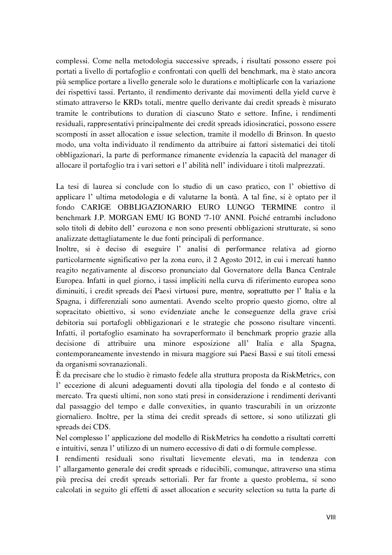 Anteprima della tesi: Fixed Income Performance Attribution, Pagina 5