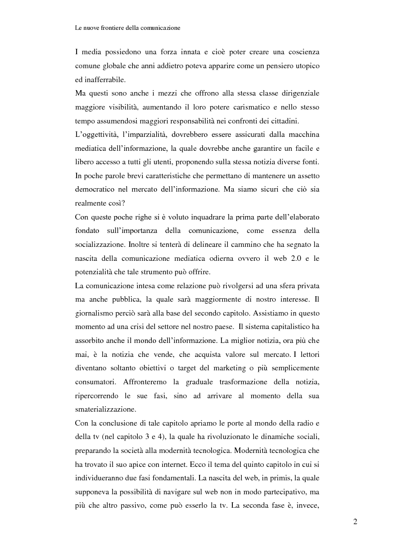 Anteprima della tesi: Le nuove frontiere della comunicazione: dalla carta stampata al web 2.0 una ricerca tra gli studenti universitari di Bologna, Pagina 3
