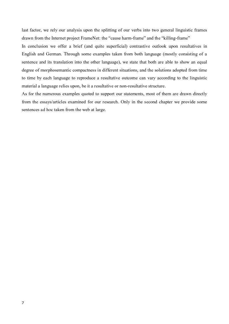 Anteprima della tesi: ''On the bridge between life and death''. Resultatives in English and German, with reference to ''Poison Verbs + to death'' combinations - a constructional/cognitive account, Pagina 4
