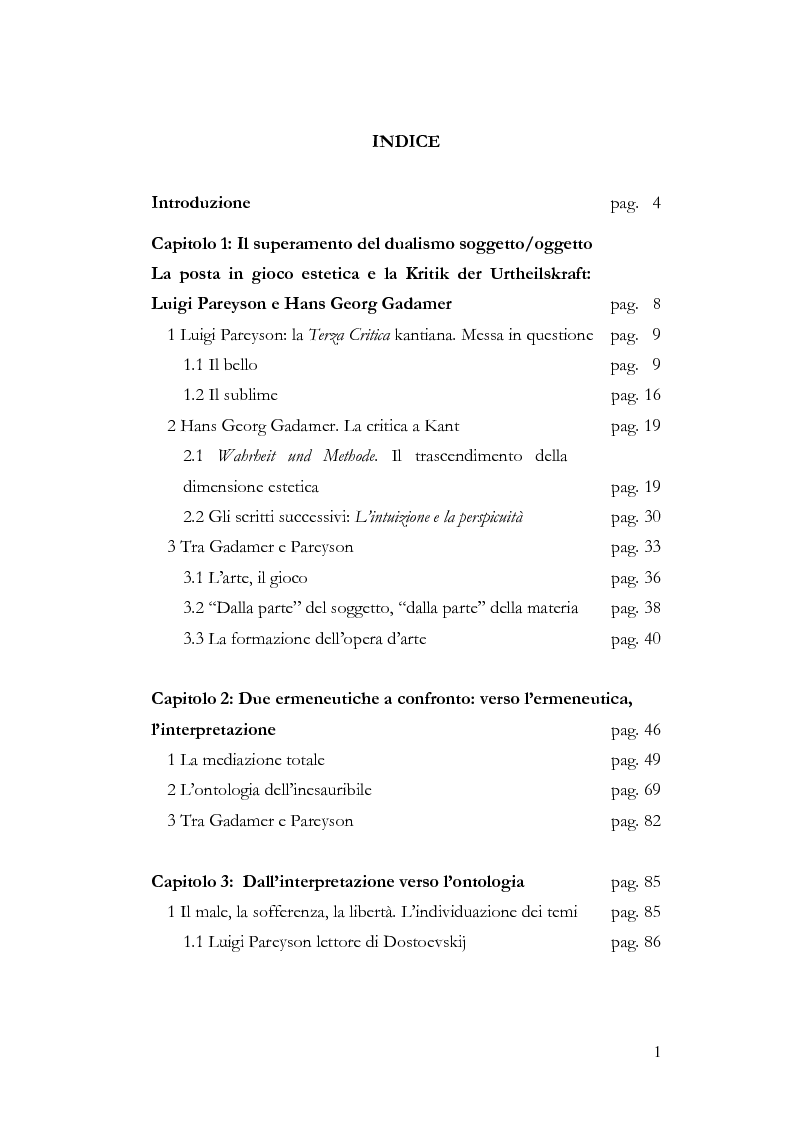 Indice della tesi: In Cammino verso l'Ontologia, Pagina 1