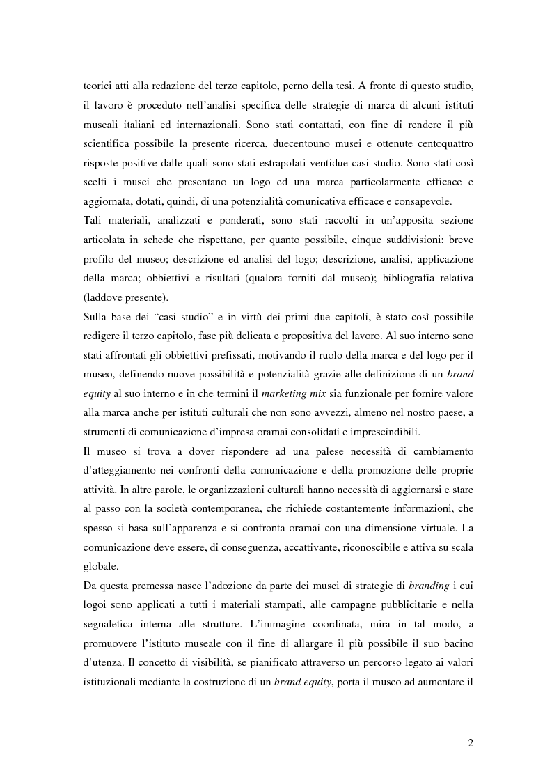 Anteprima della tesi: Il Brand Equity per il museo: possibilità e applicazioni., Pagina 3