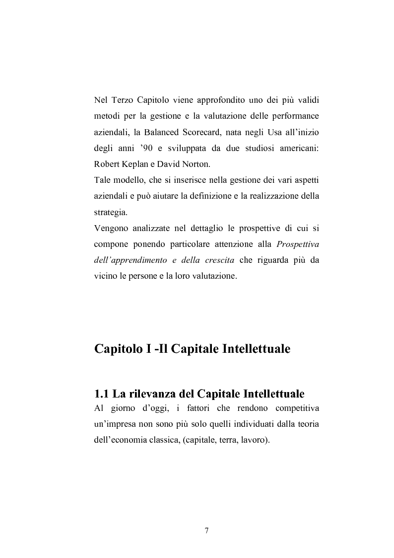 Anteprima della tesi: Balanced Scorecard: Un modello significativo per la valutazione del Capitale Intellettuale , Pagina 4