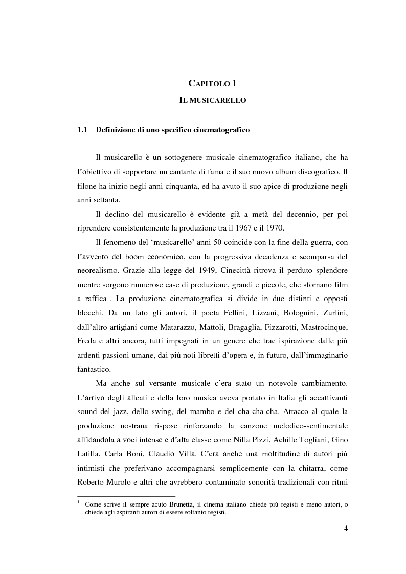 Anteprima della tesi: La canzone in scena. Il musicarello negli anni 50 e 60, Pagina 4