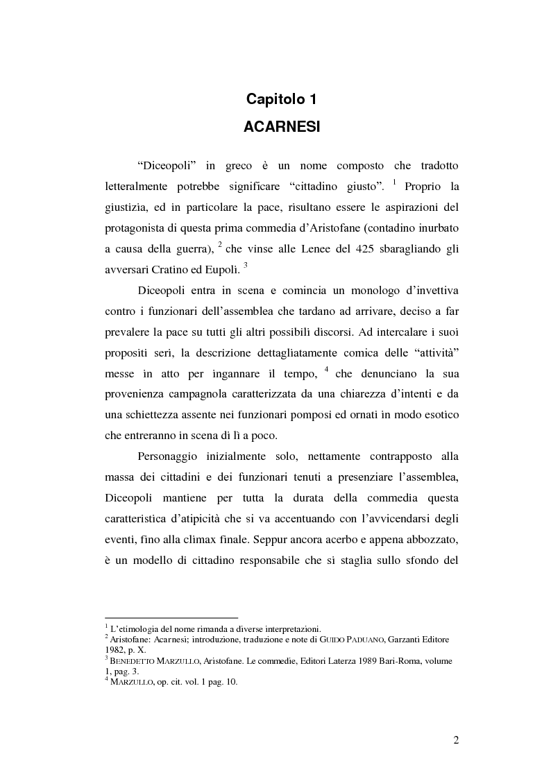 Anteprima della tesi: Tipologie di personaggio comico in Aristofane: Acarnesi, Tesmoforiazuse e Lisistrata, Pagina 3