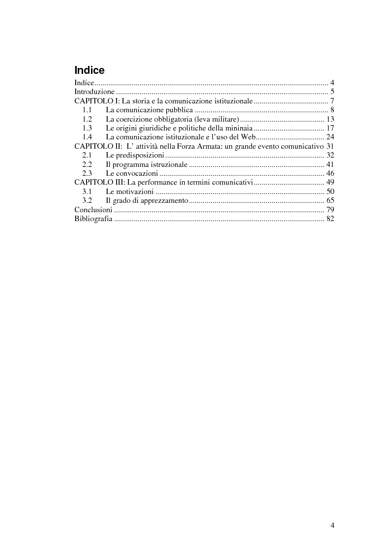 Indice della tesi: La Comunicazione Pubblica: Il Caso di un Progetto dell'Aeronautica Militare, Pagina 1