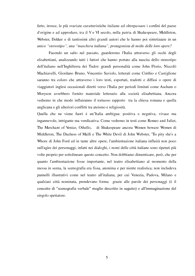 Anteprima della tesi: Rappresentazione dell'Italia sulla Scena Elisabettiana, Pagina 3