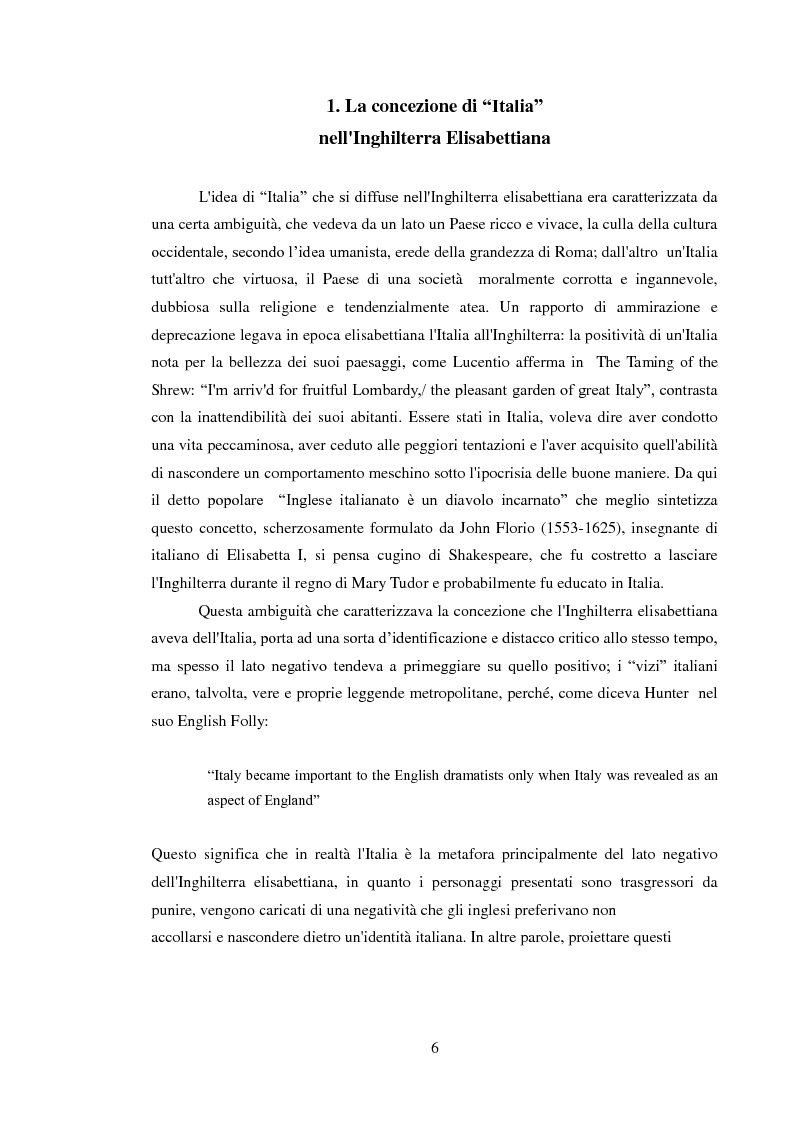Anteprima della tesi: Rappresentazione dell'Italia sulla Scena Elisabettiana, Pagina 4