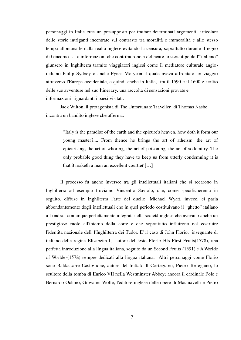 Anteprima della tesi: Rappresentazione dell'Italia sulla Scena Elisabettiana, Pagina 5