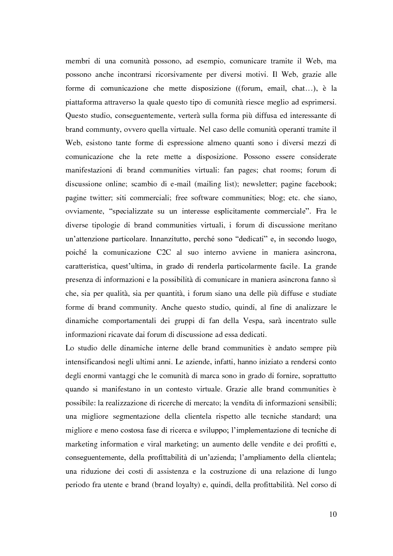 Anteprima della tesi: Dinamiche interne di una Brand Community e comportamento del consumatore: il caso Vespa, Pagina 5