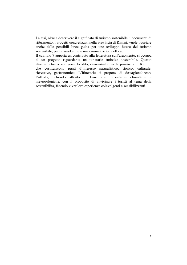 Anteprima della tesi: Il turismo sostenibile nella provincia di Rimini. Nascita, evoluzione e possibilità di sviluppo., Pagina 4