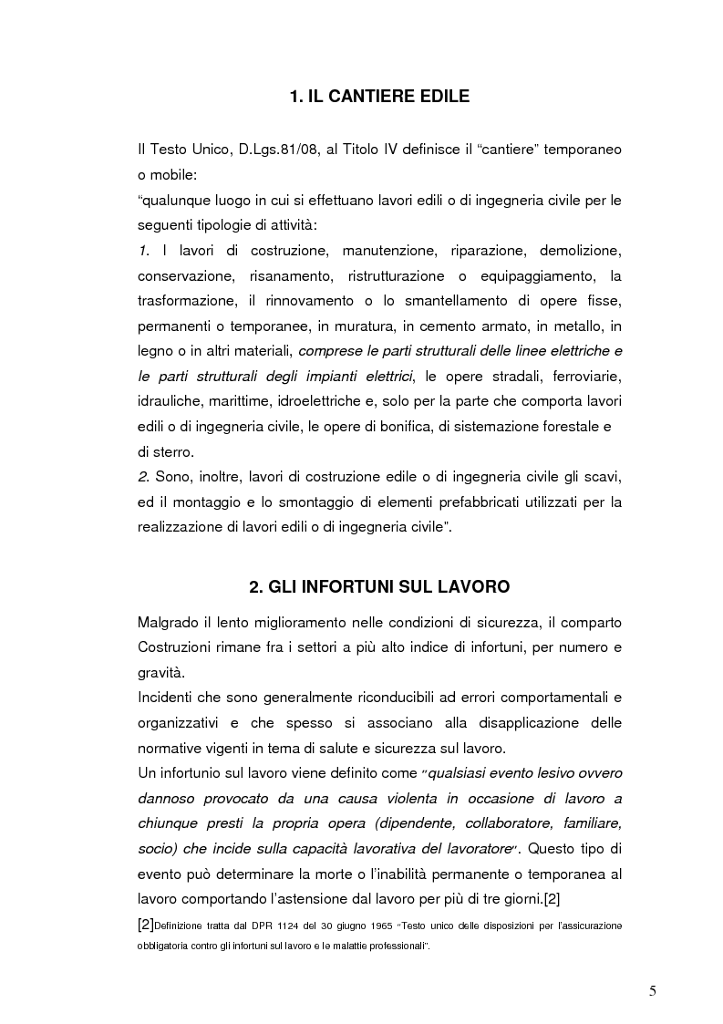 Anteprima della tesi: La sicurezza nei cantieri edili: le cadute dall'alto, Pagina 4