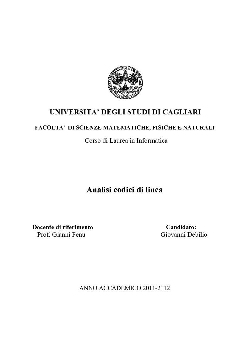 Anteprima della tesi: Analisi codici di linea, Pagina 1