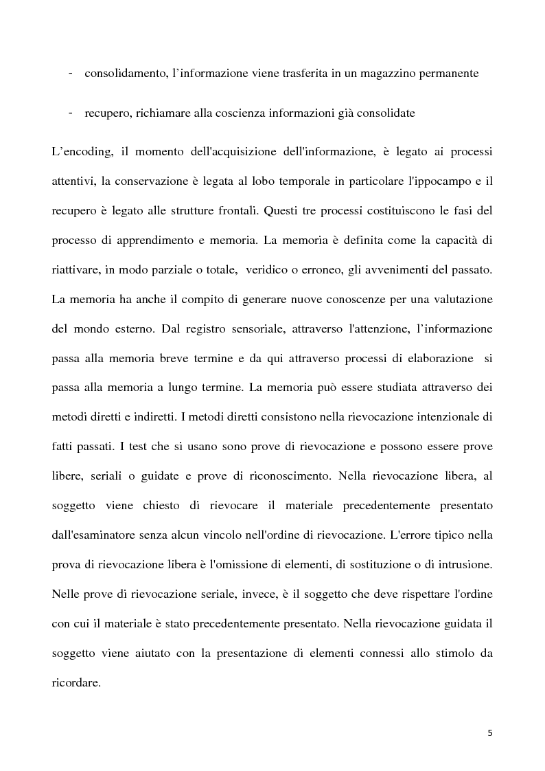 Anteprima della tesi: Il ruolo della corteccia motoria primaria nella memorizzazione di stimoli visivi motori: test di riconoscimento di sequenze motorie. Studio sperimentale con stimolazione magnetica transcranica, Pagina 3