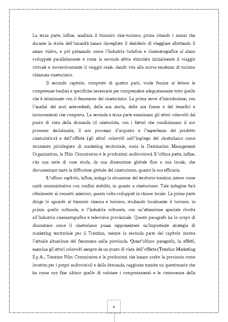 Anteprima della tesi: Il Cineturismo: una nuova forma di turismo culturale e una strategia privilegiata di marketing territoriale, Pagina 4