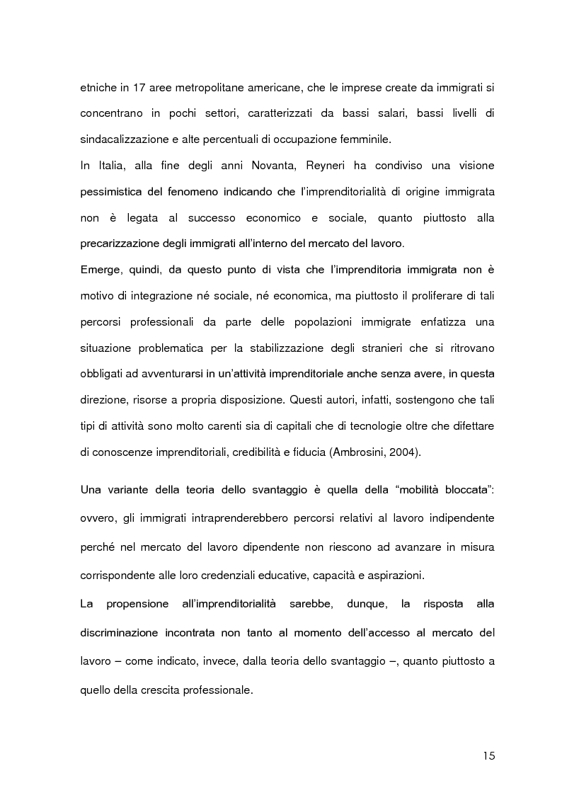 Anteprima della tesi: Imprenditoria immigrata in Provincia di Milano. Opportunità economiche, istituzionali e sociali., Pagina 12