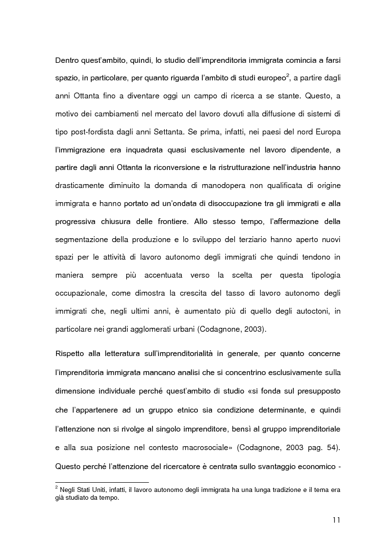 Anteprima della tesi: Imprenditoria immigrata in Provincia di Milano. Opportunità economiche, istituzionali e sociali., Pagina 8