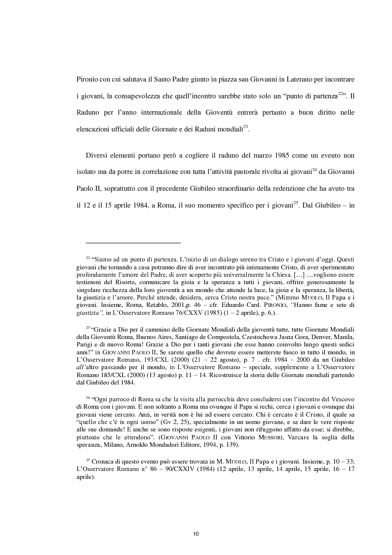 Anteprima della tesi: Le Giornate Mondiali della Gioventù: sviluppo storico, significato ecclesiale - pastorale e indagine tra i giovani lodigiani., Pagina 8