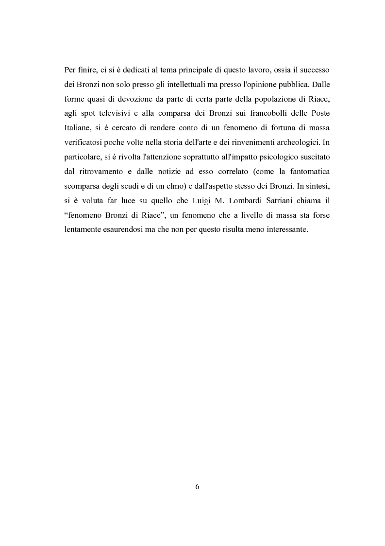 Anteprima della tesi: La fortuna dei Bronzi di Riace, Pagina 4