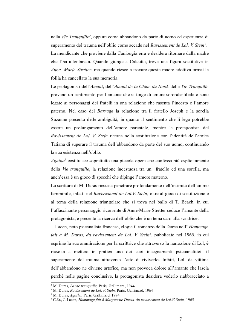 Anteprima della tesi: Il faut se perdre: le manque originaire et l’errance dans l’univers durassien, Pagina 6