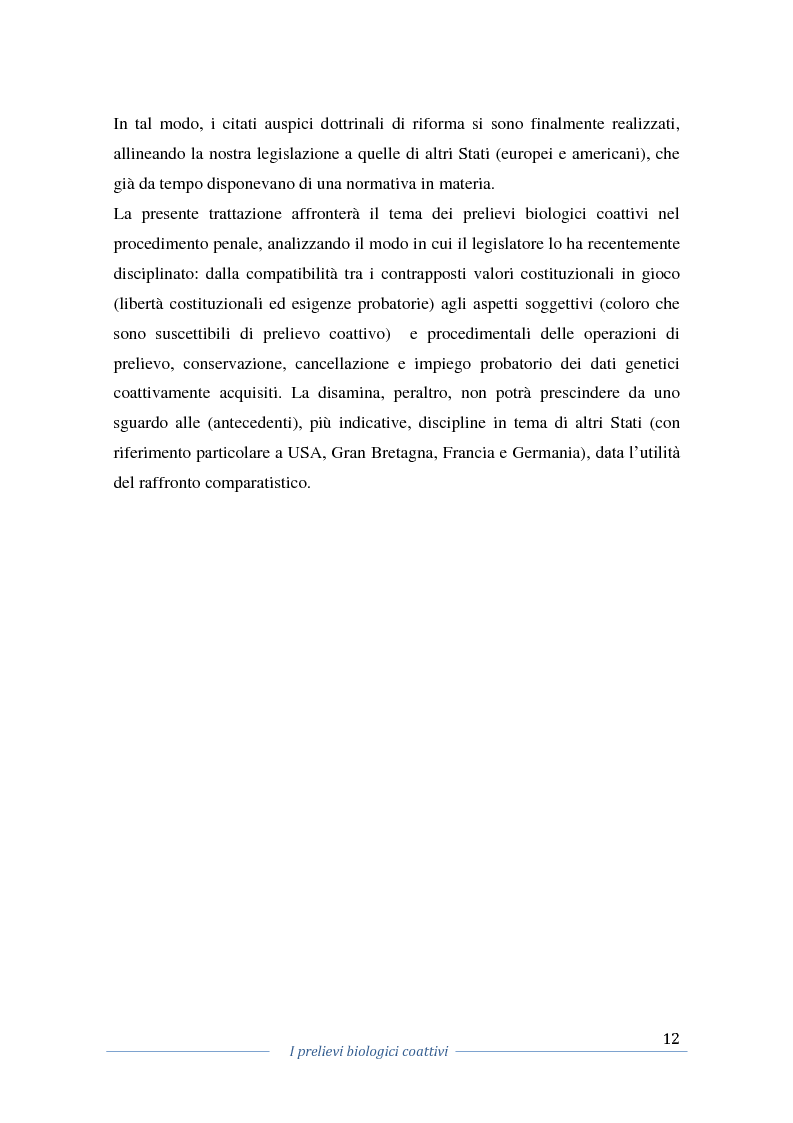 Anteprima della tesi: I prelievi biologici coattivi nel procedimento penale , Pagina 10
