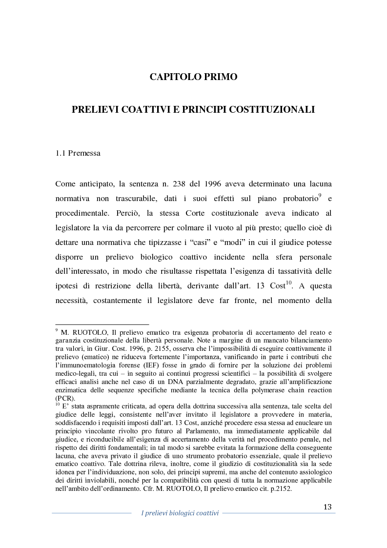 Anteprima della tesi: I prelievi biologici coattivi nel procedimento penale , Pagina 11