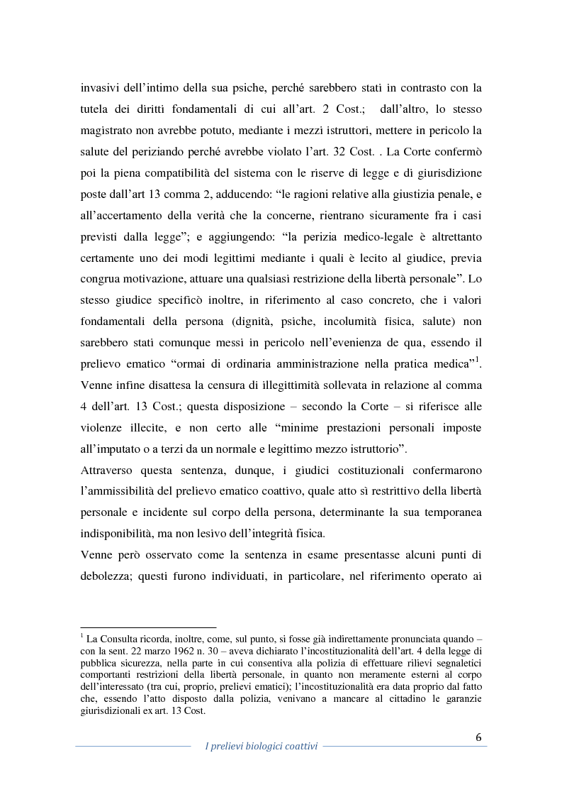Anteprima della tesi: I prelievi biologici coattivi nel procedimento penale , Pagina 4
