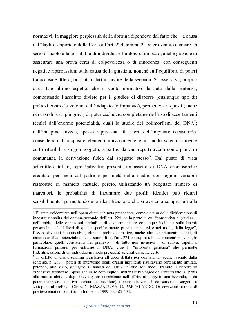 Anteprima della tesi: I prelievi biologici coattivi nel procedimento penale , Pagina 8