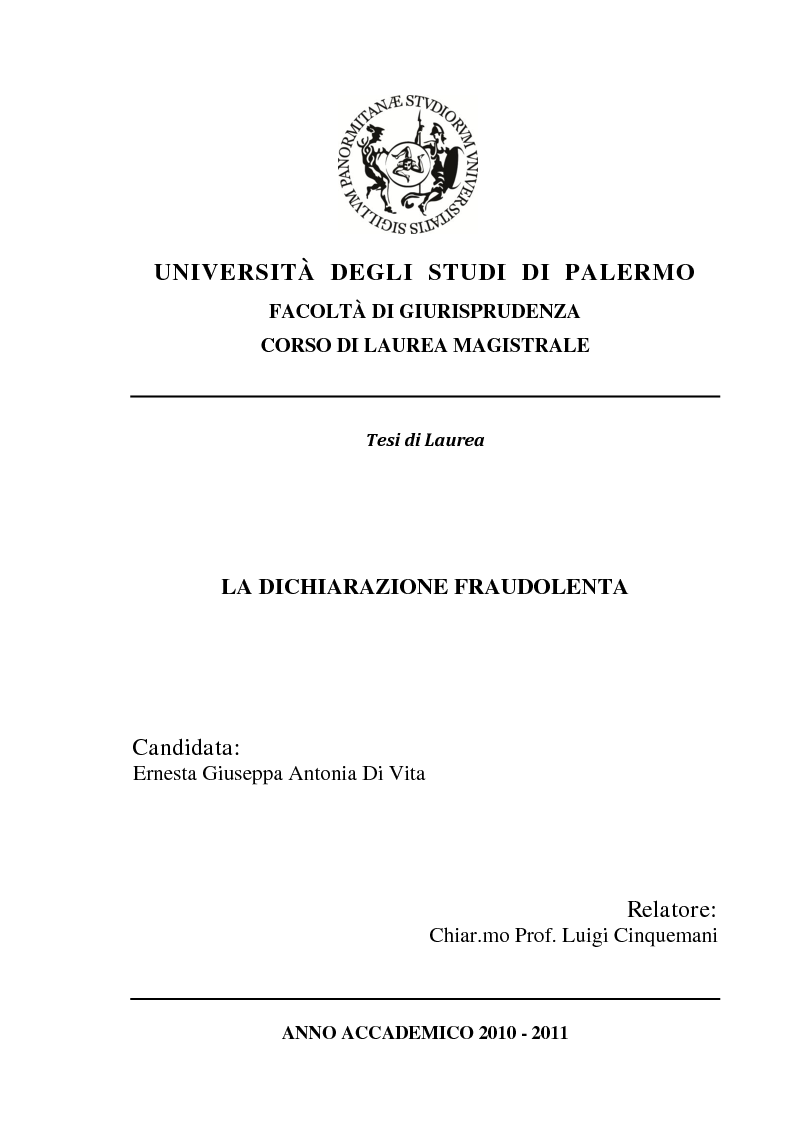 Anteprima della tesi: La dichiarazione fraudolenta, Pagina 1
